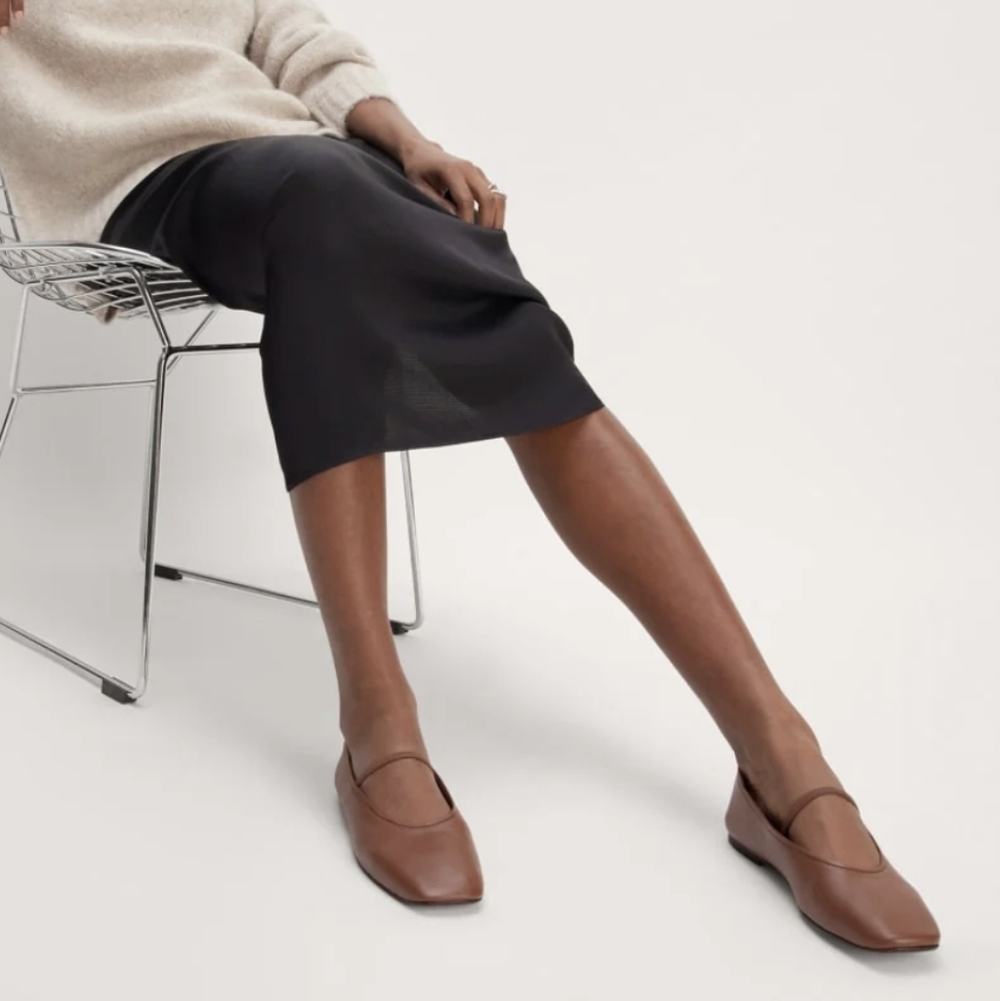 NEW Everlane The Day Mary Jane Rum Brown Leather Slip-On Ballet Flats 8 - Picture 4 of 14